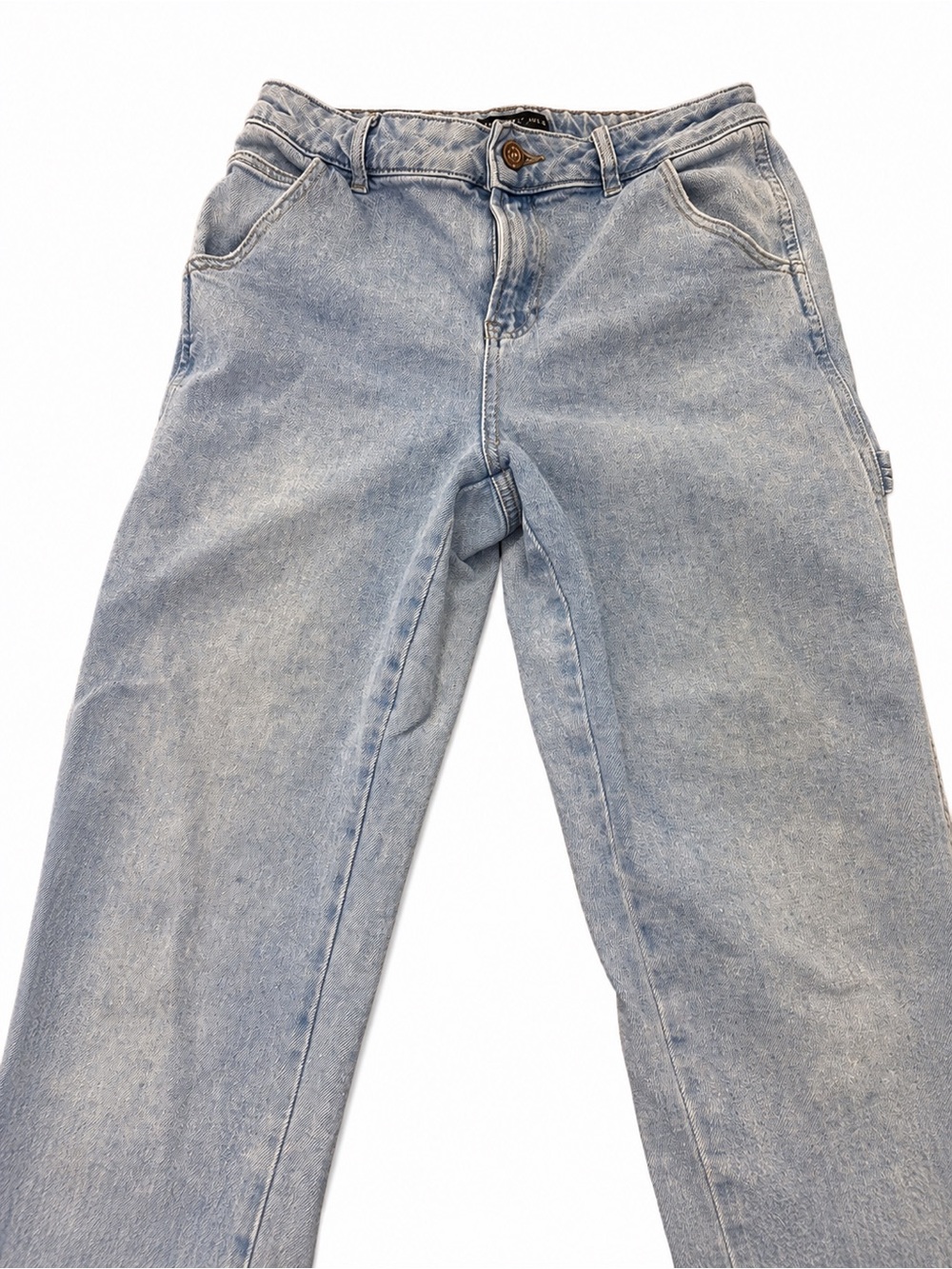 Sincerely Jules Carpenter Jeans Women’s Light Wash Wide Leg Utility Denim 7/28